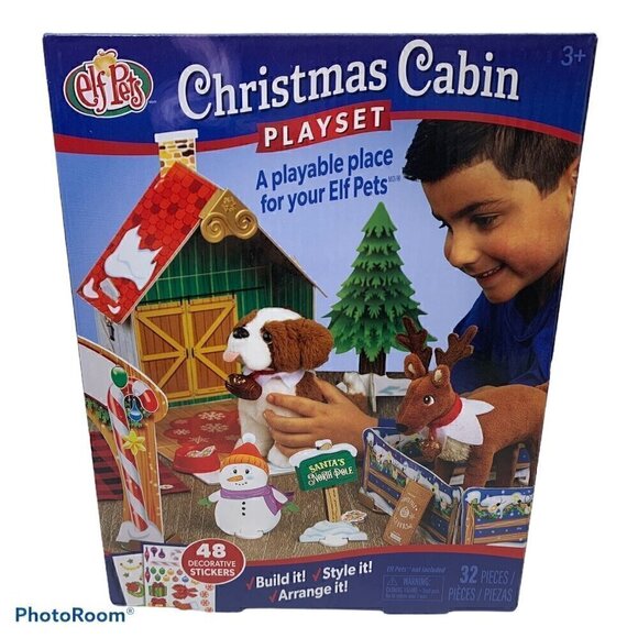 Elf Pets Christmas Cabin Playset - Picture 1 of 4